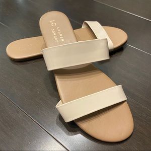 Nude Patent Leather Slide Sandals NWOT